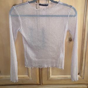 Brandy Melville Light Pink Sparkle Mesh Top